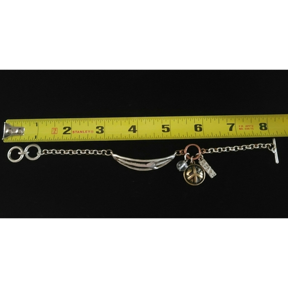 Tri Color Metal Peace Bracelet - Picture 6 of 6